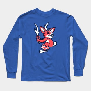 Jackalope Cryptid Baseball Mascot T-Shirt: Unique Antler-Swinging Design for Baseball Enthusiasts! Long Sleeve T-Shirt